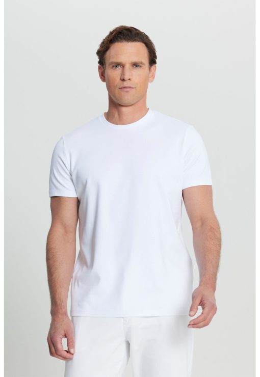 Tricou din bumbac cu decolteu la baza gatului-BARBATI/IMBRACAMINTE/Tricouri si maiouri-IMBRACAMINTE/Tricouri si maiouri