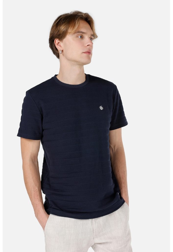 Tricou din bumbac cu decolteu la baza gatului-BARBATI/IMBRACAMINTE/Tricouri si maiouri-IMBRACAMINTE/Tricouri si maiouri