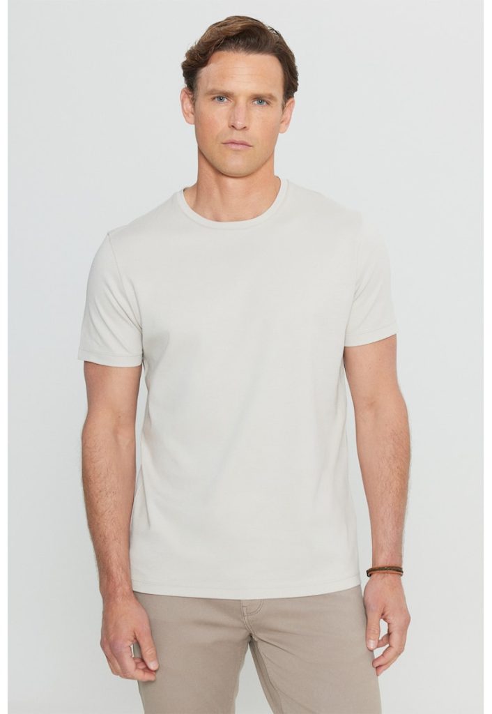 Tricou din bumbac cu decolteu la baza gatului-BARBATI/IMBRACAMINTE/Tricouri si maiouri-IMBRACAMINTE/Tricouri si maiouri