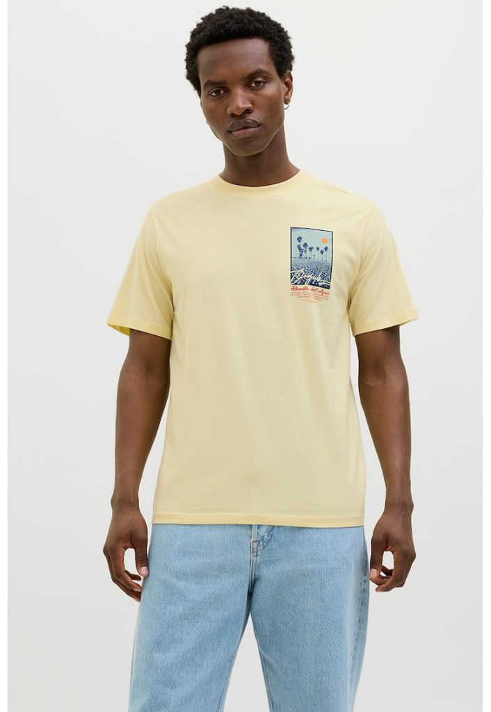 Tricou din bumbac cu detaliu cu imprimeu pe piept-BARBATI/IMBRACAMINTE/Tricouri si maiouri-IMBRACAMINTE/Tricouri si maiouri