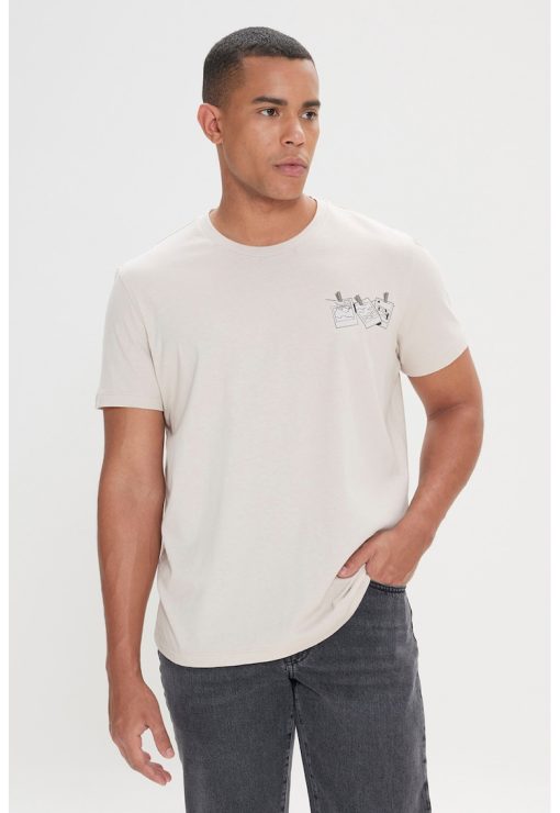 Tricou din bumbac cu imprimeu pe piept-BARBATI/IMBRACAMINTE/Tricouri si maiouri-IMBRACAMINTE/Tricouri si maiouri