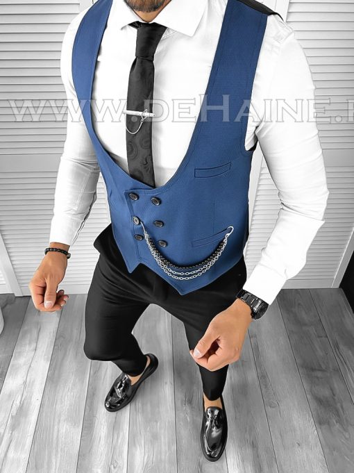 Vesta barbati eleganta slim fit bleumarin B8124 N8-4.3-Veste > Veste barbati elegante