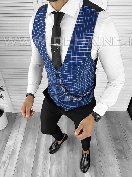Vesta barbati eleganta slim fit bluemarin B8061 N7-3.2-Veste > Veste barbati elegante