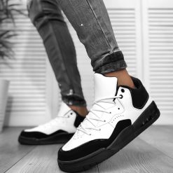 Adidasi barbati casual  albi cu negru 5919-Incaltaminte > Adidasi barbati