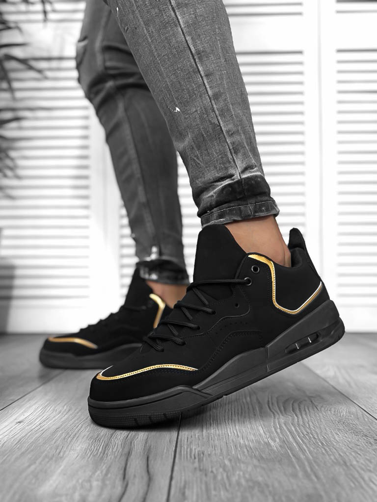 Adidasi barbati casual  negru cu auriu 5919-Incaltaminte > Adidasi barbati