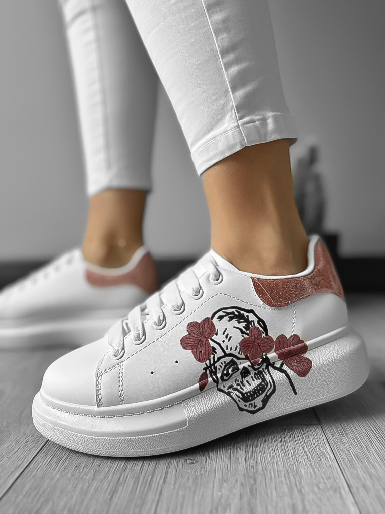 Adidasi dama casual alb cu roz FCL705  T7-3-Incaltaminte > Incaltaminte dama > Adidasi dama