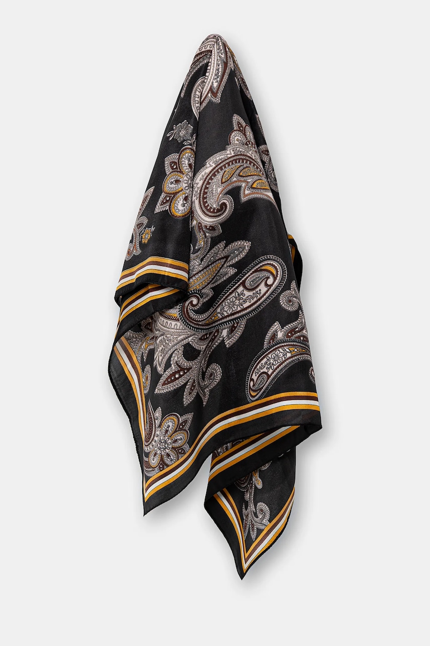 Answear Lab eșarfă cu mătase culoarea negru