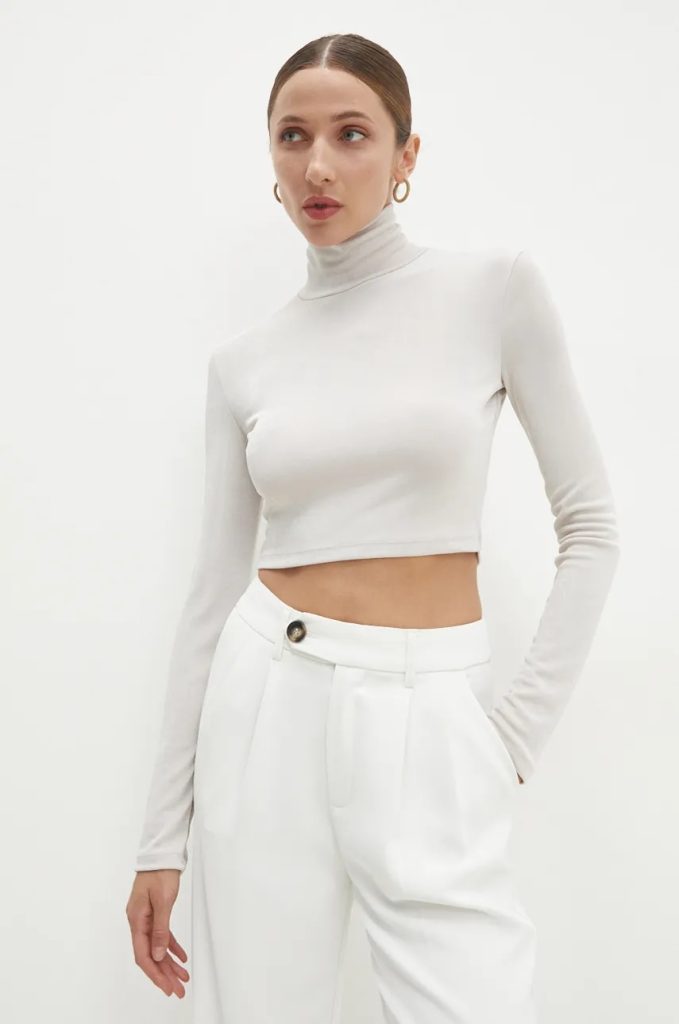 Answear Lab longsleeve culoarea bej