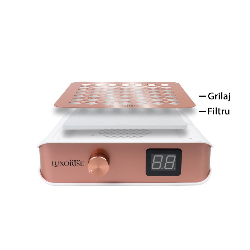 Aspirator Praf Unghii cu Display 60W AirPrecission Elite LUXORISE Rose gold 3