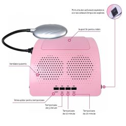 Aspirator praf unghii cu 2 Motoare 60W Dual Fusion Elite Lampa LED LUXORISE Roz 5