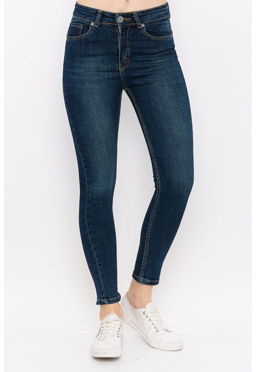 Blugi crop cu talie inalta-FEMEI/IMBRACAMINTE/Blugi-IMBRACAMINTE/Blugi