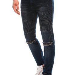 Blugi skinny cu detalii cu aspect deteriorat-BARBATI/IMBRACAMINTE/Blugi-IMBRACAMINTE/Blugi