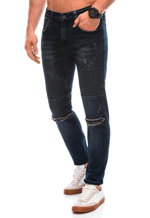 Blugi skinny cu detalii cu aspect deteriorat-BARBATI/IMBRACAMINTE/Blugi-IMBRACAMINTE/Blugi