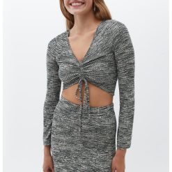 Bluza crop cu fronseu-FEMEI/IMBRACAMINTE/Bluze-IMBRACAMINTE/Bluze