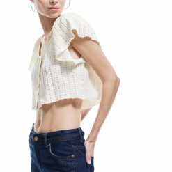 Bluza crop cu perforatii-FEMEI/IMBRACAMINTE/Bluze-IMBRACAMINTE/Bluze