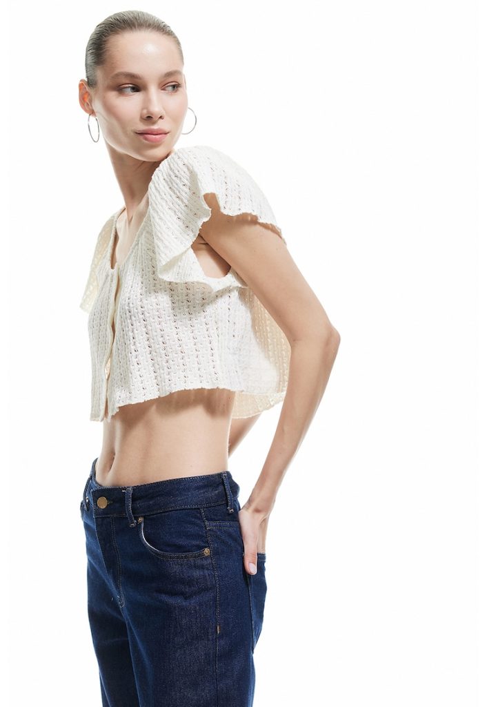 Bluza crop cu perforatii-FEMEI/IMBRACAMINTE/Bluze-IMBRACAMINTE/Bluze