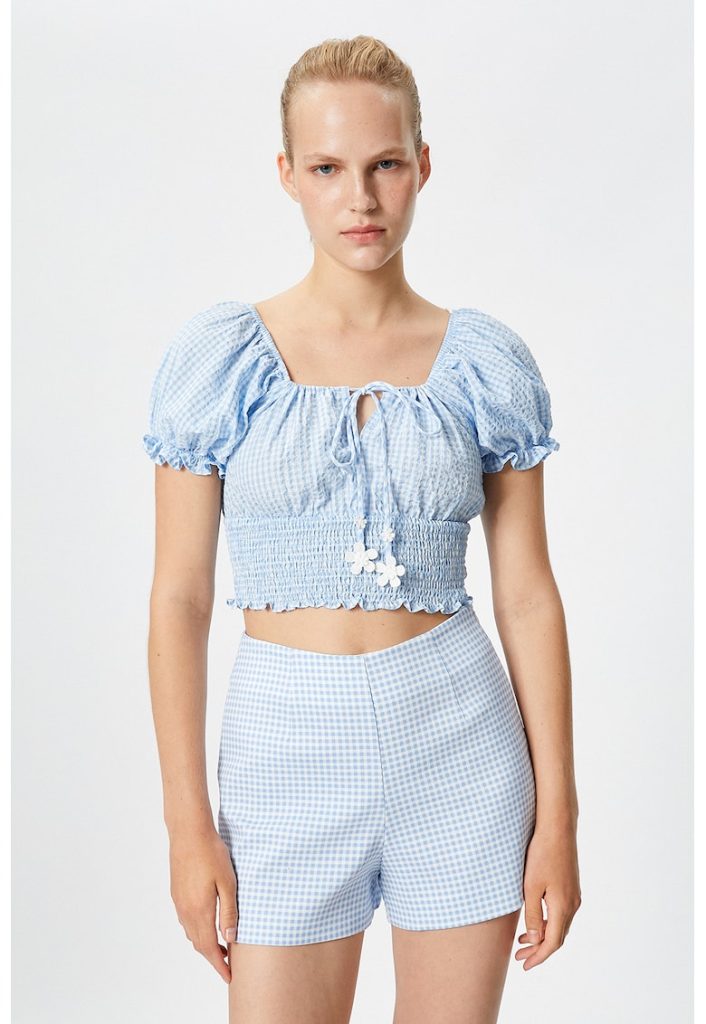 Bluza crop in carouri-FEMEI/IMBRACAMINTE/Bluze-IMBRACAMINTE/Bluze