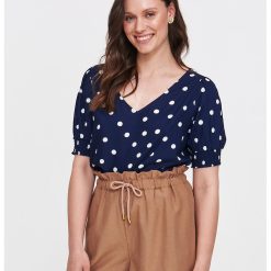 Bluza cu decolteu in V si buline-FEMEI/IMBRACAMINTE/Bluze-IMBRACAMINTE/Bluze