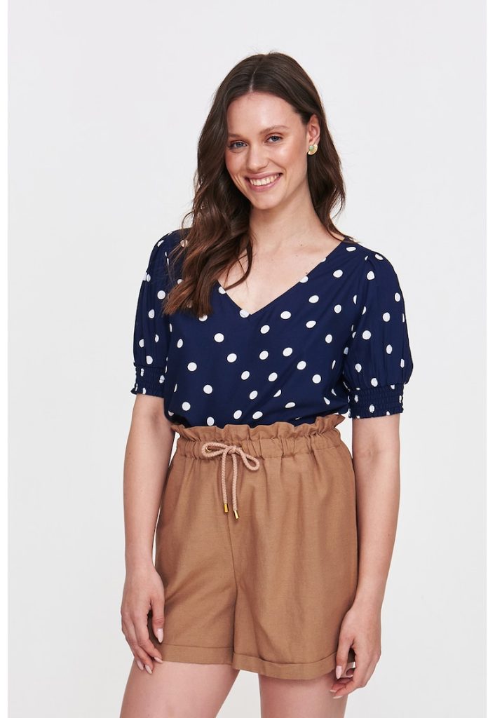 Bluza cu decolteu in V si buline-FEMEI/IMBRACAMINTE/Bluze-IMBRACAMINTE/Bluze