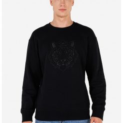 Bluza cu decolteu la baza gatului si imprimeu grafic-BARBATI/IMBRACAMINTE/Hanorace-IMBRACAMINTE/Hanorace