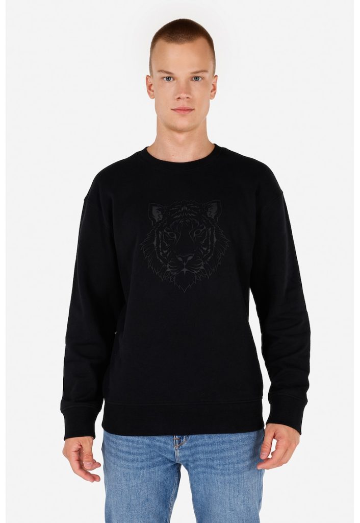 Bluza cu decolteu la baza gatului si imprimeu grafic-BARBATI/IMBRACAMINTE/Hanorace-IMBRACAMINTE/Hanorace