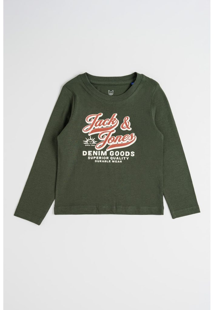 Bluza cu decolteu la baza gatului si imprimeu text-BAIETI/IMBRACAMINTE/Bluze-IMBRACAMINTE/Bluze