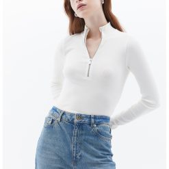 Bluza cu fenta cu fermoar-FEMEI/IMBRACAMINTE/Bluze-IMBRACAMINTE/Bluze