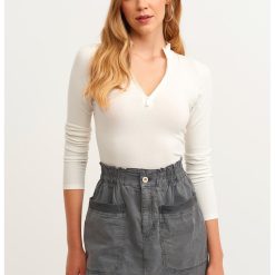 Bluza cu fenta cu fermoar-FEMEI/IMBRACAMINTE/Bluze-IMBRACAMINTE/Bluze