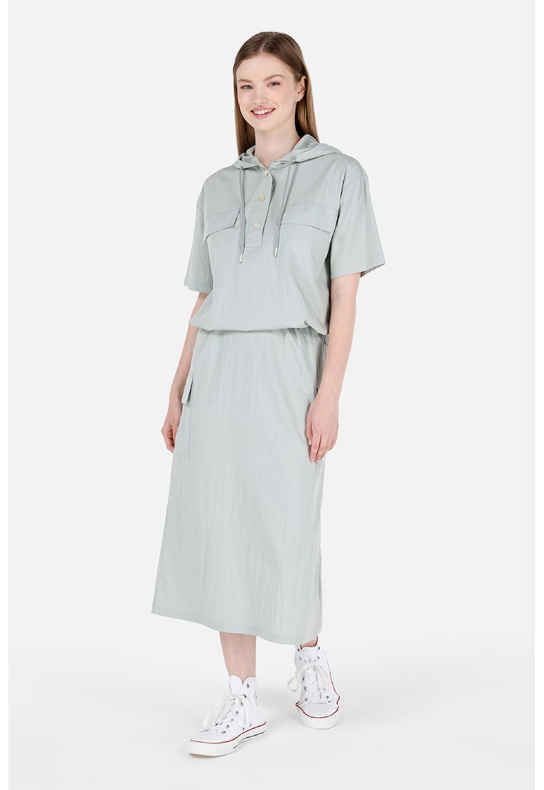 Bluza cu gluga - maneci scurte si buzunare aplicate-FEMEI/IMBRACAMINTE/Bluze-IMBRACAMINTE/Bluze