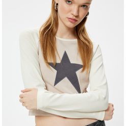 Bluza cu imprimeu si maneci raglan-FEMEI/IMBRACAMINTE/Bluze-IMBRACAMINTE/Bluze