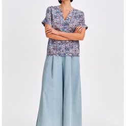 Bluza cu maneci scurte si imprimeu paisley-FEMEI/IMBRACAMINTE/Bluze-IMBRACAMINTE/Bluze