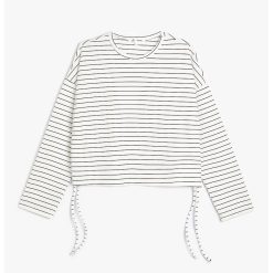 Bluza cu model in dungi si maneci cazute-FEMEI/IMBRACAMINTE/Bluze-IMBRACAMINTE/Bluze