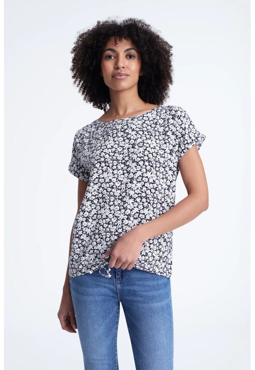 Bluza cu snur la terminatie si maneci scurte-FEMEI/IMBRACAMINTE/Bluze-IMBRACAMINTE/Bluze