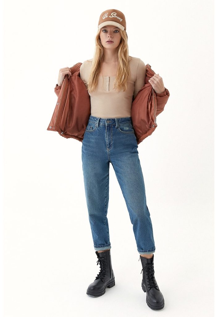 Bluza de bumbac cu fenta cu capse-FEMEI/IMBRACAMINTE/Bluze-IMBRACAMINTE/Bluze