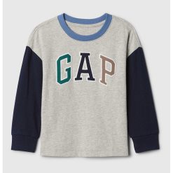 Bluza de bumbac cu imprimeu logo si maneci contrastante-FETE/IMBRACAMINTE/Bluze-IMBRACAMINTE/Bluze