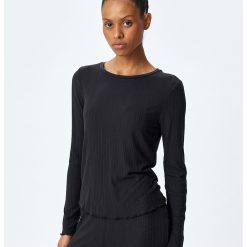 Bluza de pijama din amestec de modal cu decolteu rotund-FEMEI/IMBRACAMINTE/Pijamale si halate de baie-IMBRACAMINTE/Pijamale si halate de baie