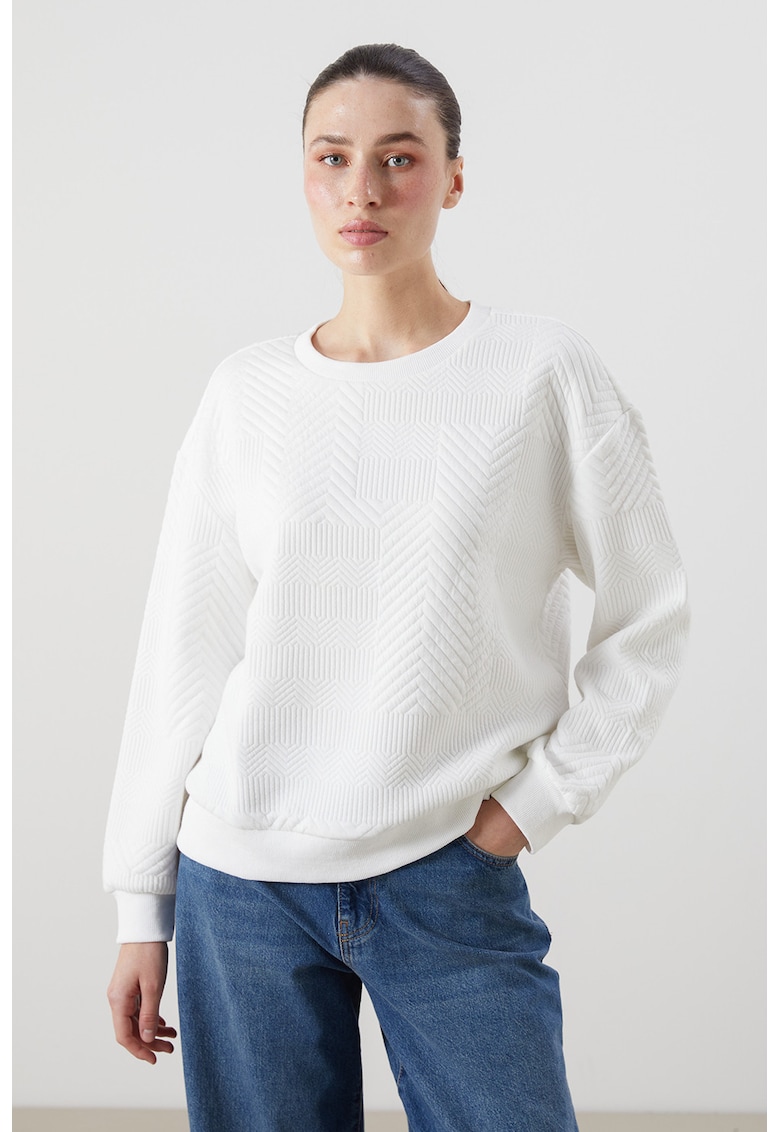 Bluza de trening cu aspect matlasat-FEMEI/IMBRACAMINTE/Hanorace-IMBRACAMINTE/Hanorace