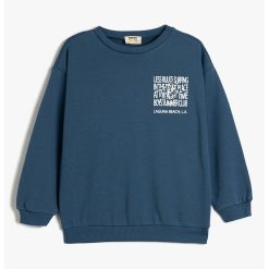 Bluza de trening cu decolteu rotund si imprimeu-BAIETI/IMBRACAMINTE/Bluze-IMBRACAMINTE/Bluze