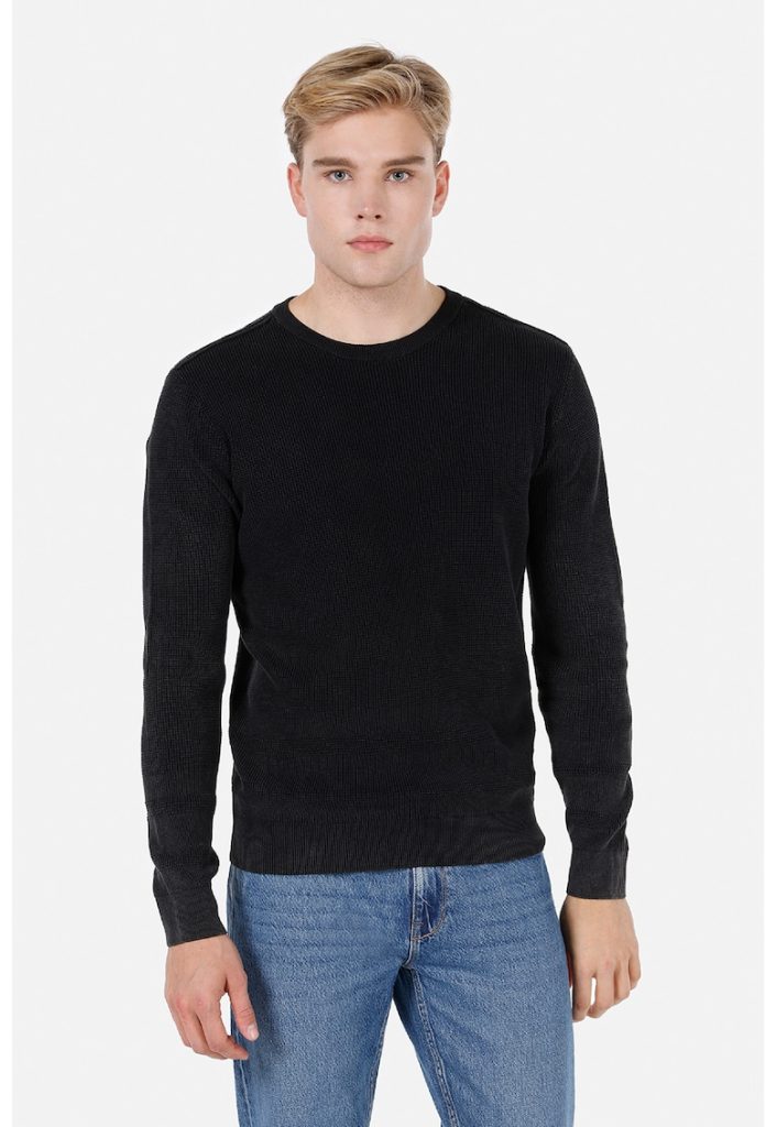 Bluza de trening cu model uni si decolteu la baza gatului-BARBATI/IMBRACAMINTE/Pulovere si cardigane-IMBRACAMINTE/Pulovere si cardigane