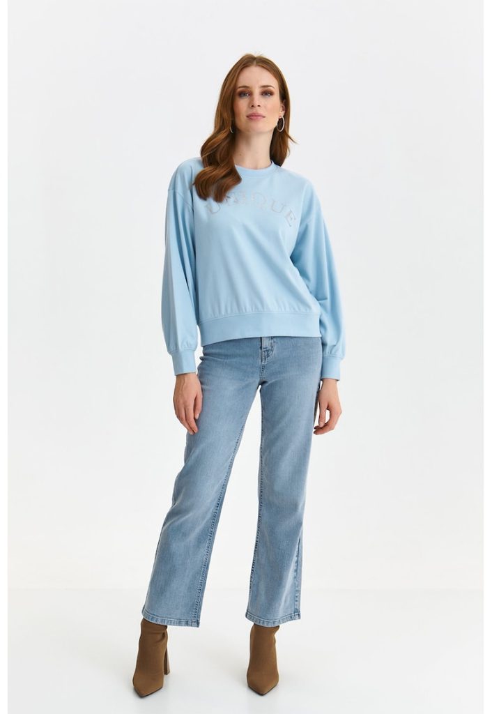 Bluza de trening cu text stralucitor-FEMEI/IMBRACAMINTE/Hanorace-IMBRACAMINTE/Hanorace