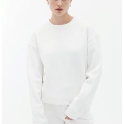 Bluza de trening din amestec de bumbac cu croiala lejera-FEMEI/IMBRACAMINTE/Hanorace-IMBRACAMINTE/Hanorace