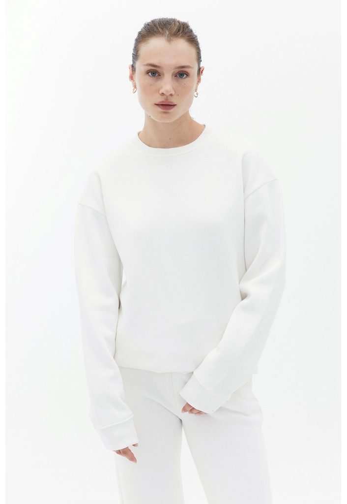 Bluza de trening din amestec de bumbac cu croiala lejera-FEMEI/IMBRACAMINTE/Hanorace-IMBRACAMINTE/Hanorace