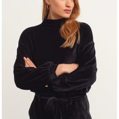 Bluza de trening din amestec de modal cu decolteu la baza gatului-FEMEI/IMBRACAMINTE/Hanorace-IMBRACAMINTE/Hanorace