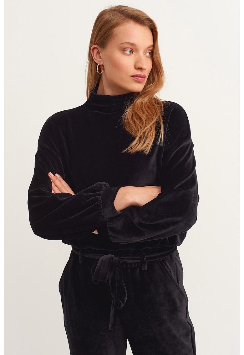 Bluza de trening din amestec de modal cu decolteu la baza gatului-FEMEI/IMBRACAMINTE/Hanorace-IMBRACAMINTE/Hanorace