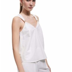 Bluza din amestec de bumbac cu decolteu in V-FEMEI/IMBRACAMINTE/Bluze-IMBRACAMINTE/Bluze