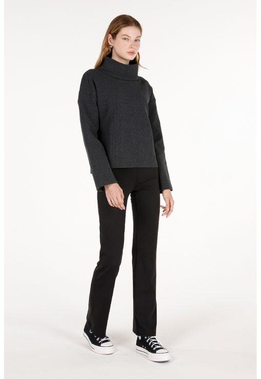 Bluza din amestec de bumbac cu guler inalt-FEMEI/IMBRACAMINTE/Bluze-IMBRACAMINTE/Bluze