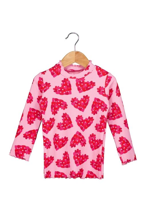 Bluza din amestec de lyocell cu guler inalt si margini valurite-FETE/IMBRACAMINTE/Bluze-IMBRACAMINTE/Bluze