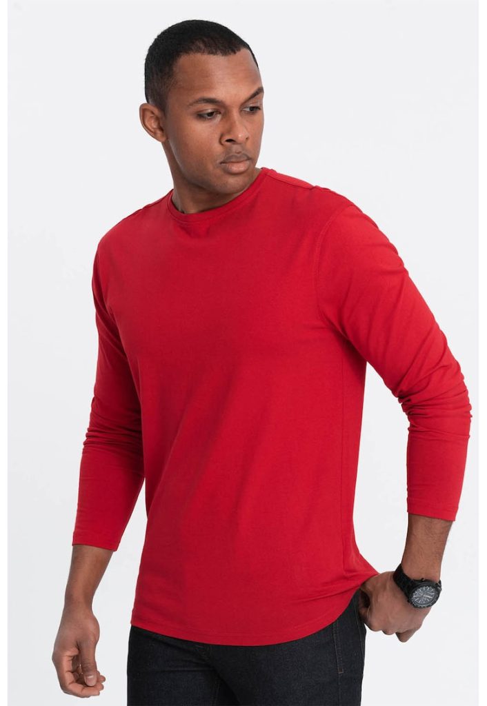 Bluza din bumbac cu decolteu la baza gatului-BARBATI/IMBRACAMINTE/Bluze-IMBRACAMINTE/Bluze