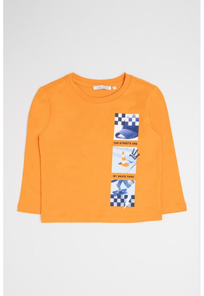 Bluza din bumbac cu decolteu la baza gatului-BAIETI/IMBRACAMINTE/Bluze-IMBRACAMINTE/Bluze