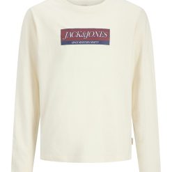 Bluza din bumbac cu decolteu la baza gatului si imprimeu logo-BAIETI/IMBRACAMINTE/Bluze-IMBRACAMINTE/Bluze